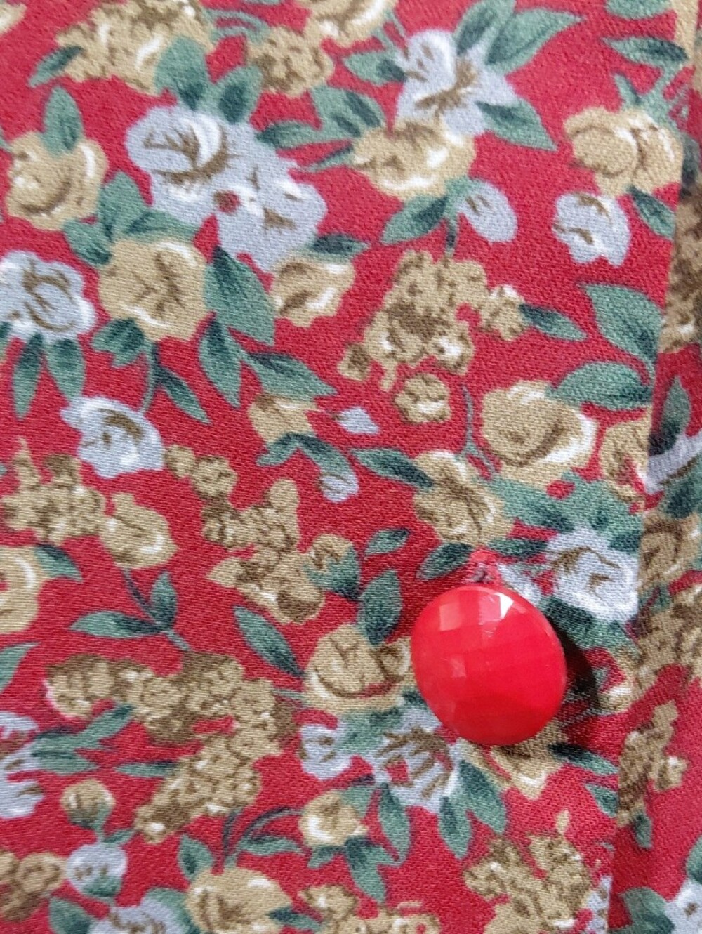 Vintage Joni Blair Women's Button Front Floral Back Cut-Outs Red Midi Dress Sz 5 - Picture 3 of 9